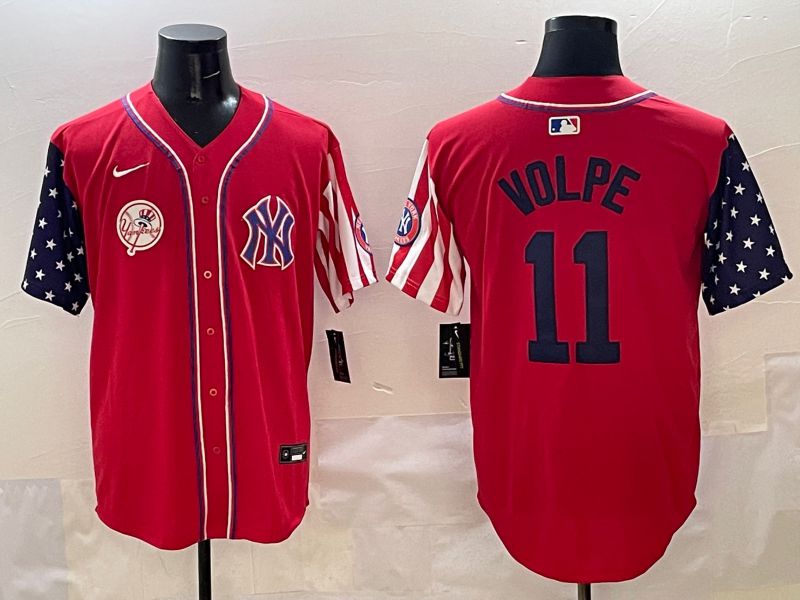 Men New York Yankees 11 Volpe Red a generation of national flags Jointly Name 2025 Nike MLB Jersey style 9